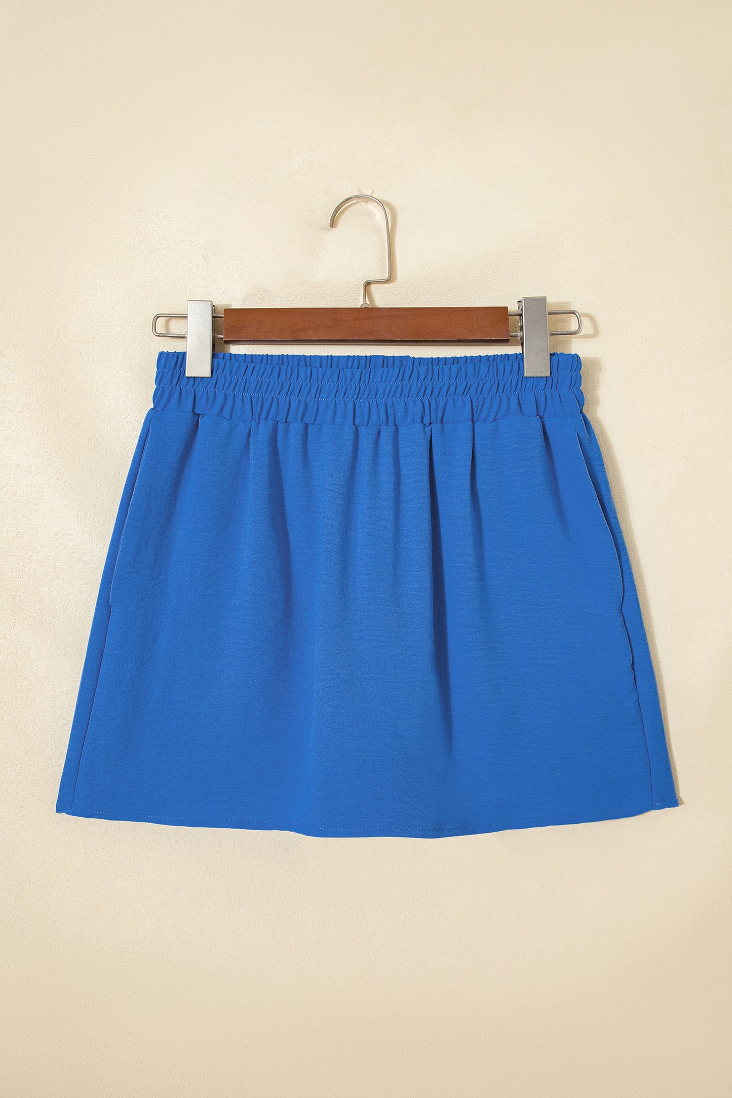 Sky Blue Solid Color Elastic Waist Casual Skort - Snoopy's Closet