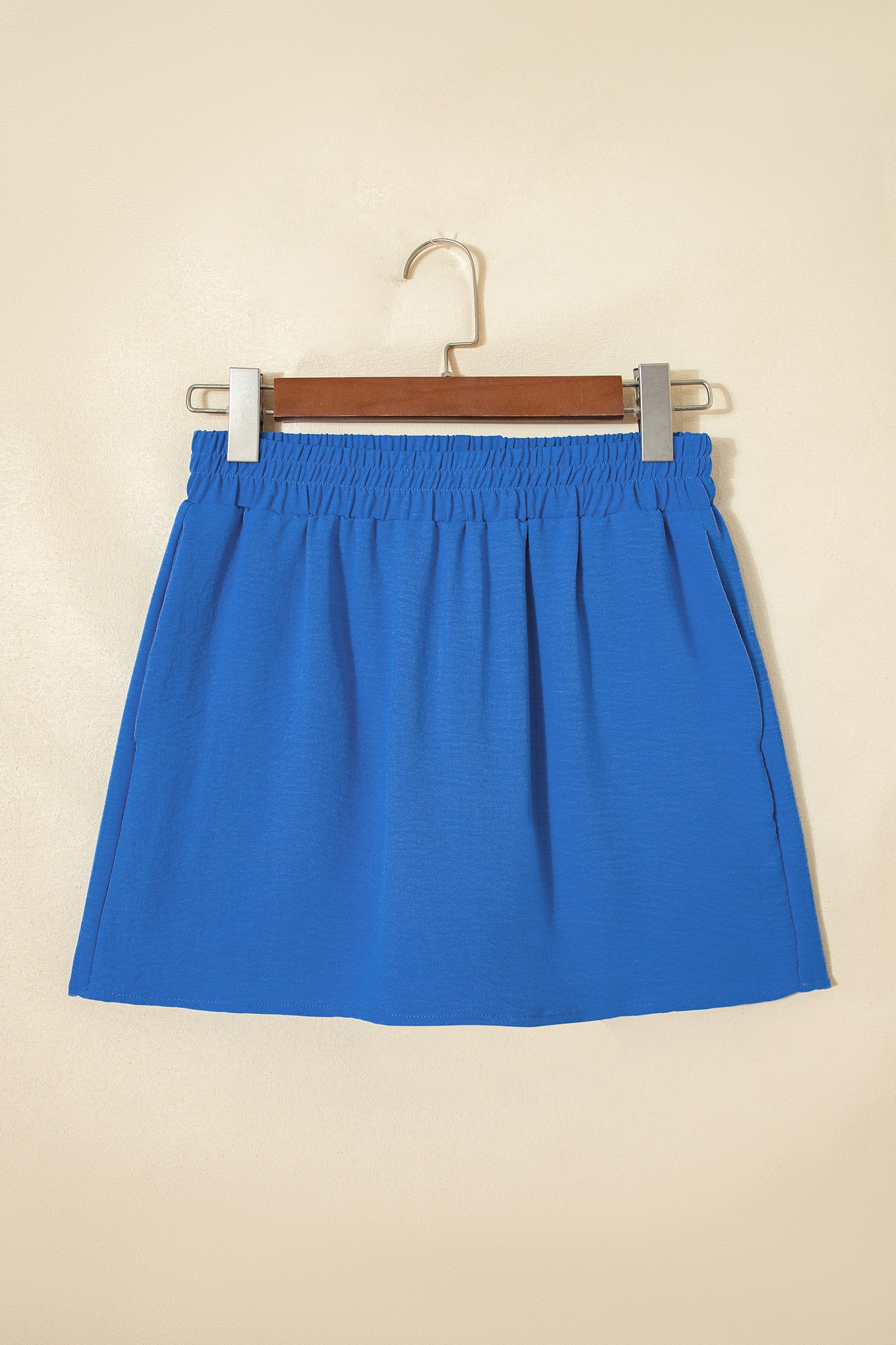 Sky Blue Solid Color Elastic Waist Casual Skort - Snoopy's Closet