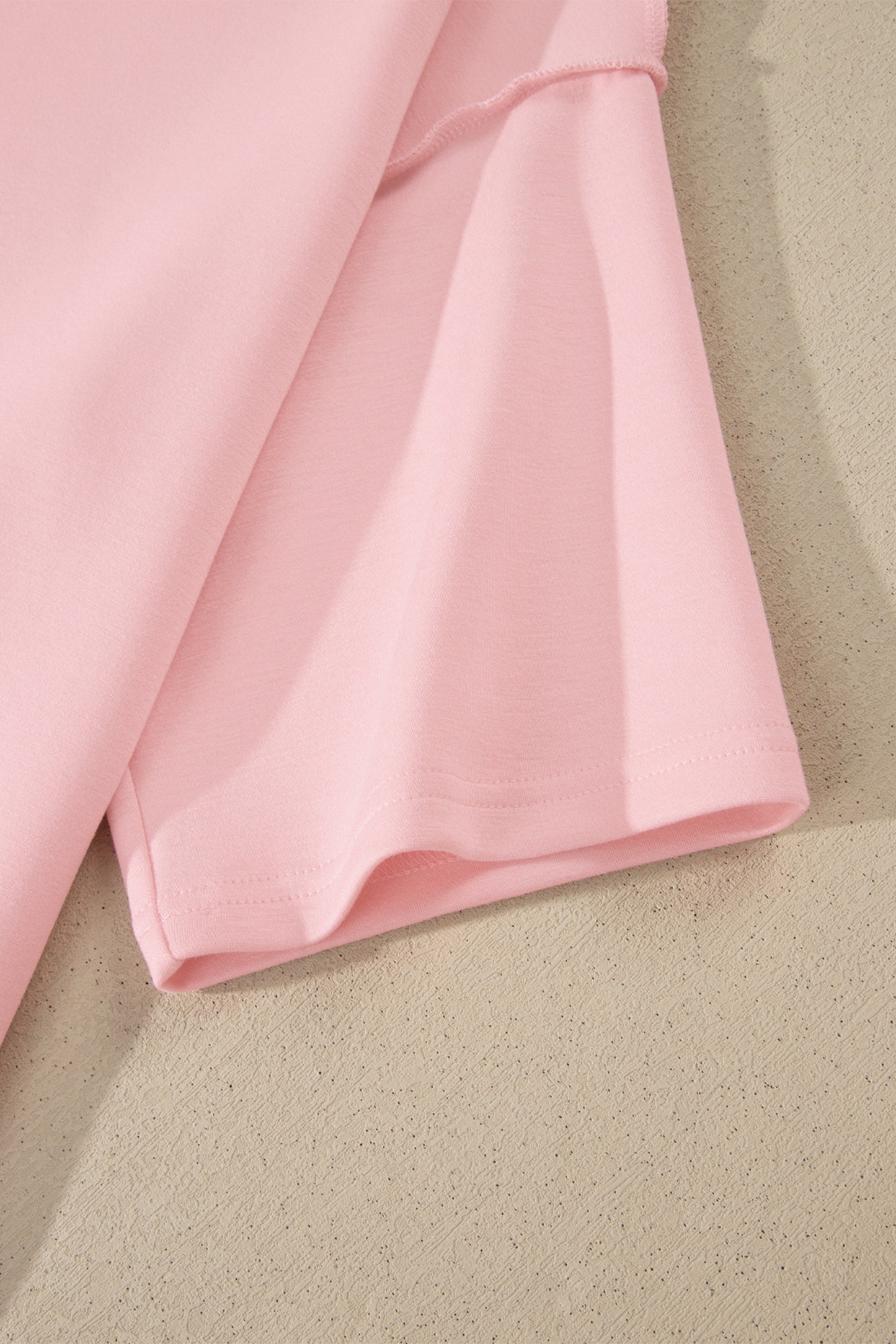 Moonlight Jade Solid Color Exposed Seam Mock Neck Oversize Tee Casual Shorts 2pcs Outfit - Snoopy's Closet