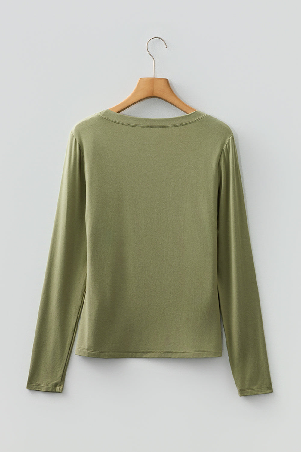 Laurel Green Solid Color Long Sleeve Fitted Top - Snoopy's Closet