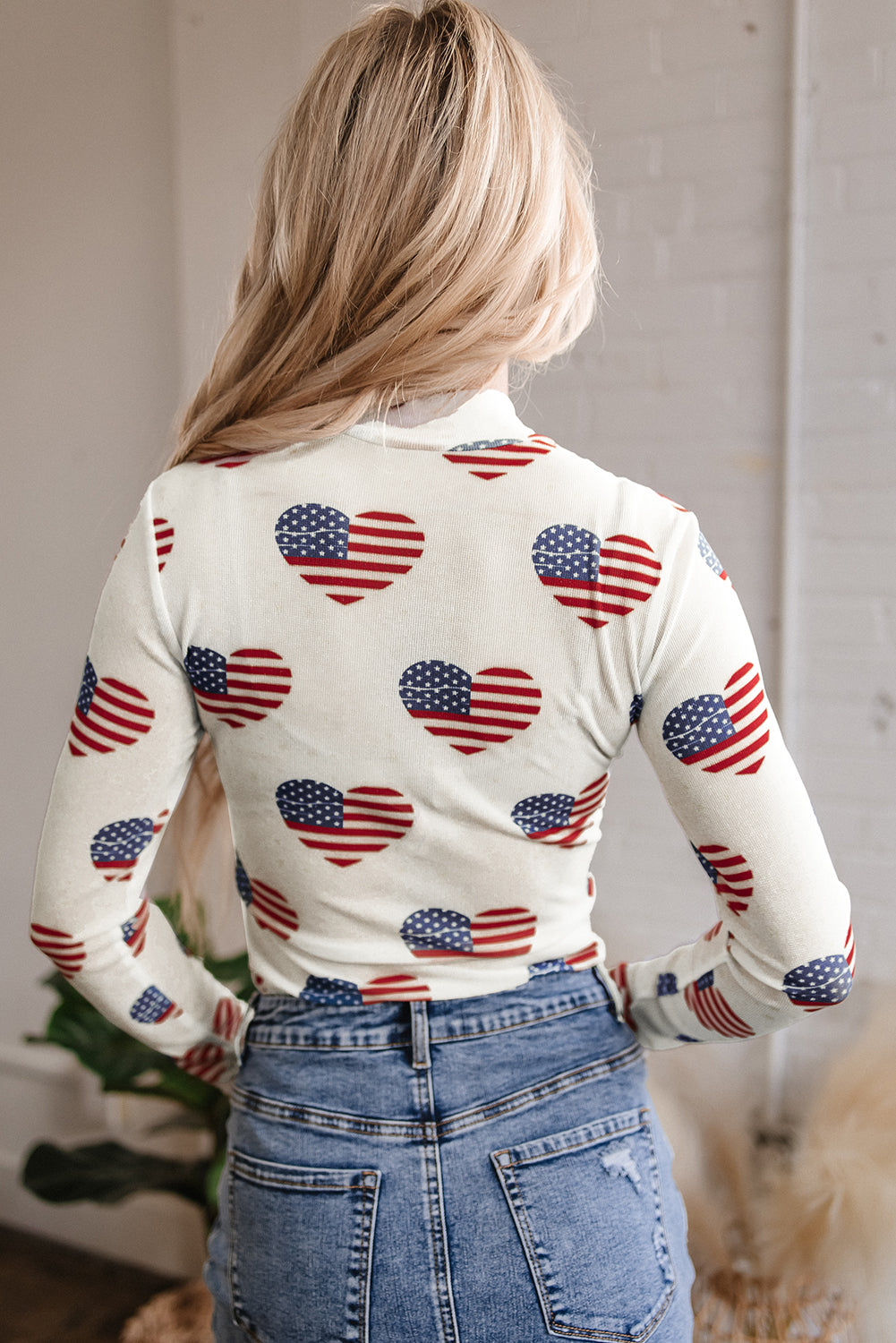 White Americana Glitter Mesh Long Sleeve Bodysuit - Snoopy's Closet