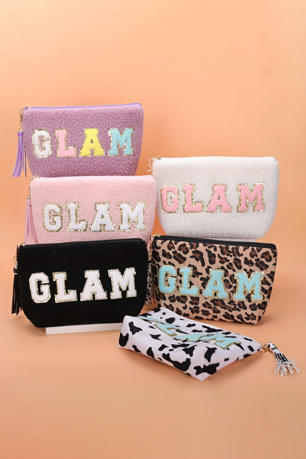 Phalaenopsis Sparkle Letter Pattern Tassel Zipper Makeup Bag - Snoopy's Closet