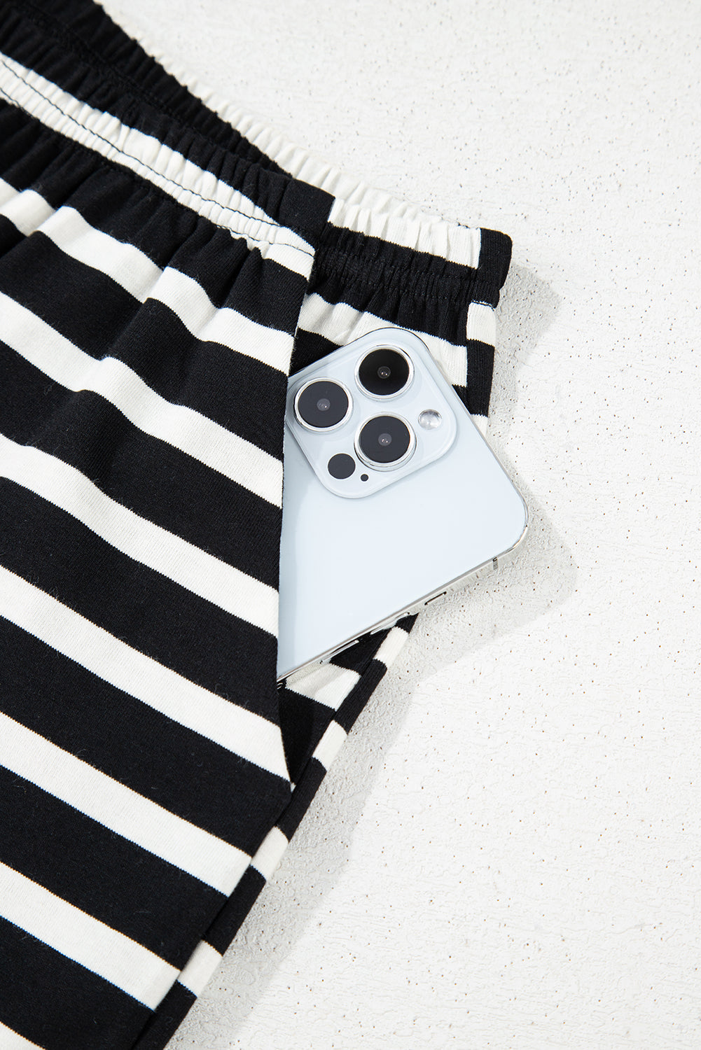 Black White Striped Short Sleeve Top and Shorts Set - Snoopy's Closet