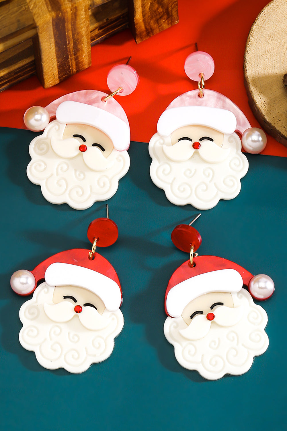 White Bright Pearl Decor Cute Father Christmas Earrings - Snoopy's Closet