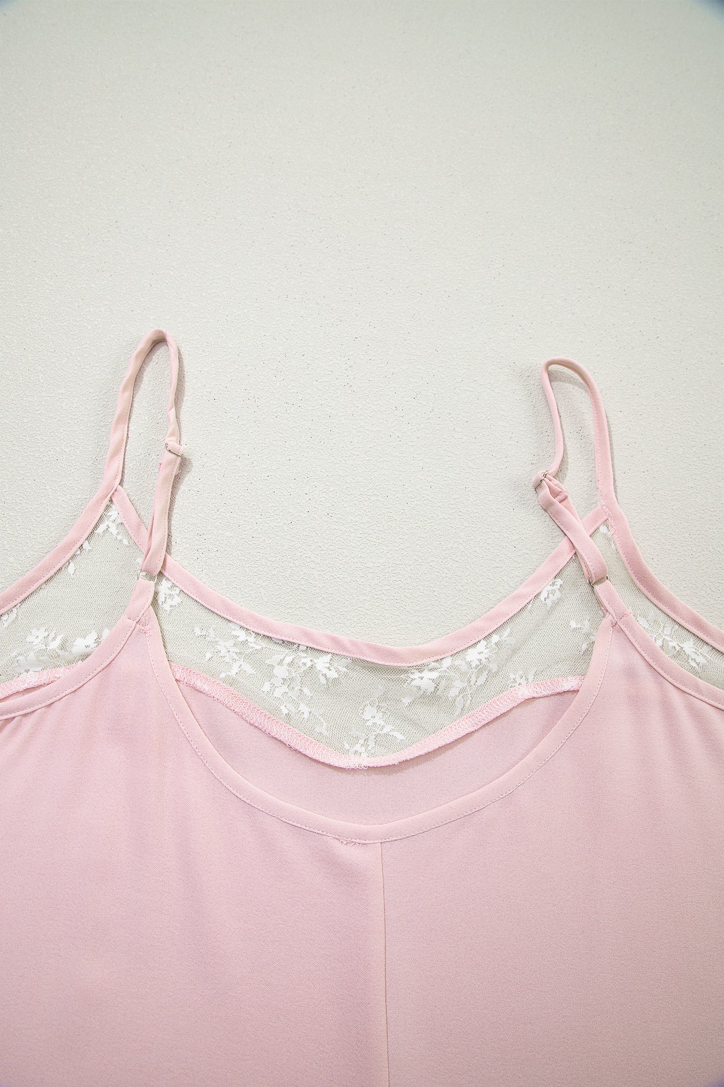 Light Pink Sheer Lace Patchwork Camisole Nightgown Dress - Snoopy's Closet