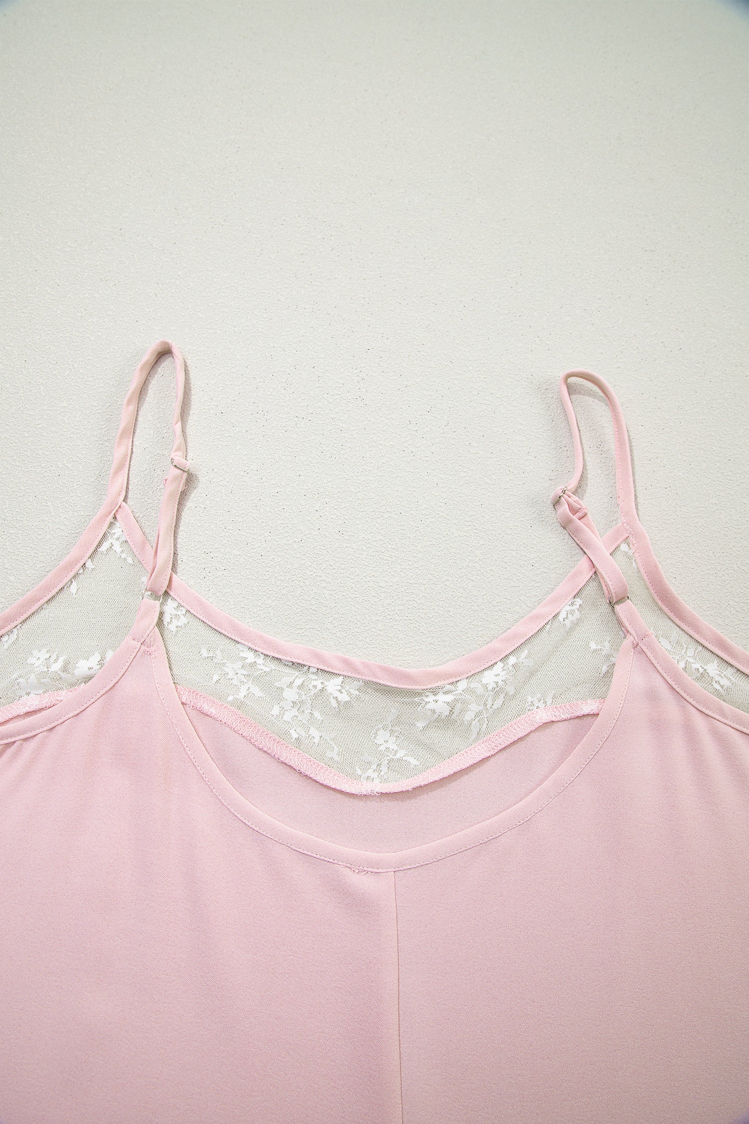 Light Pink Sheer Lace Patchwork Camisole Nightgown Dress - Snoopy's Closet