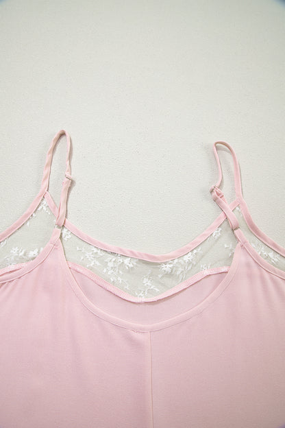 Light Pink Sheer Lace Patchwork Camisole Nightgown Dress - Snoopy's Closet