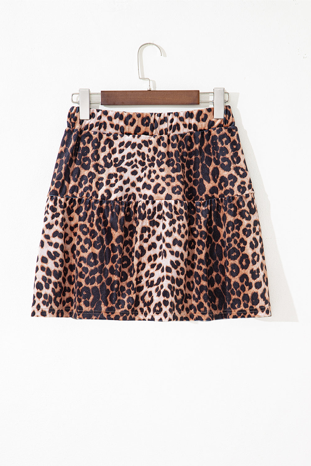Brown Leopard Tiered Patchwork Hot Mini Skirt - Snoopy's Closet