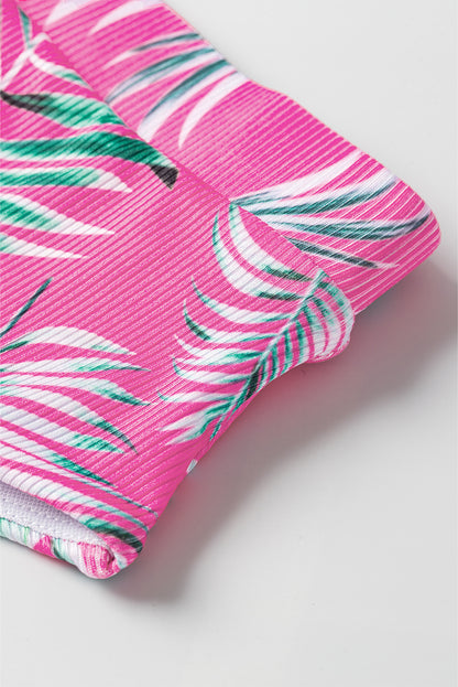 Rose Tropical Print Textured Bikini Bottoms - Snoopy's Closet