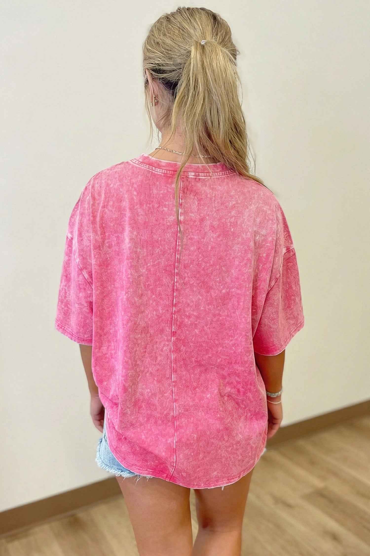 Dark Grey Solid Color Cotton Mineral Washed Oversize Tee
