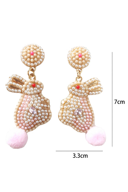 Pink Easter Bunny Pearl Beaded Earrings - Snoopy's Closet