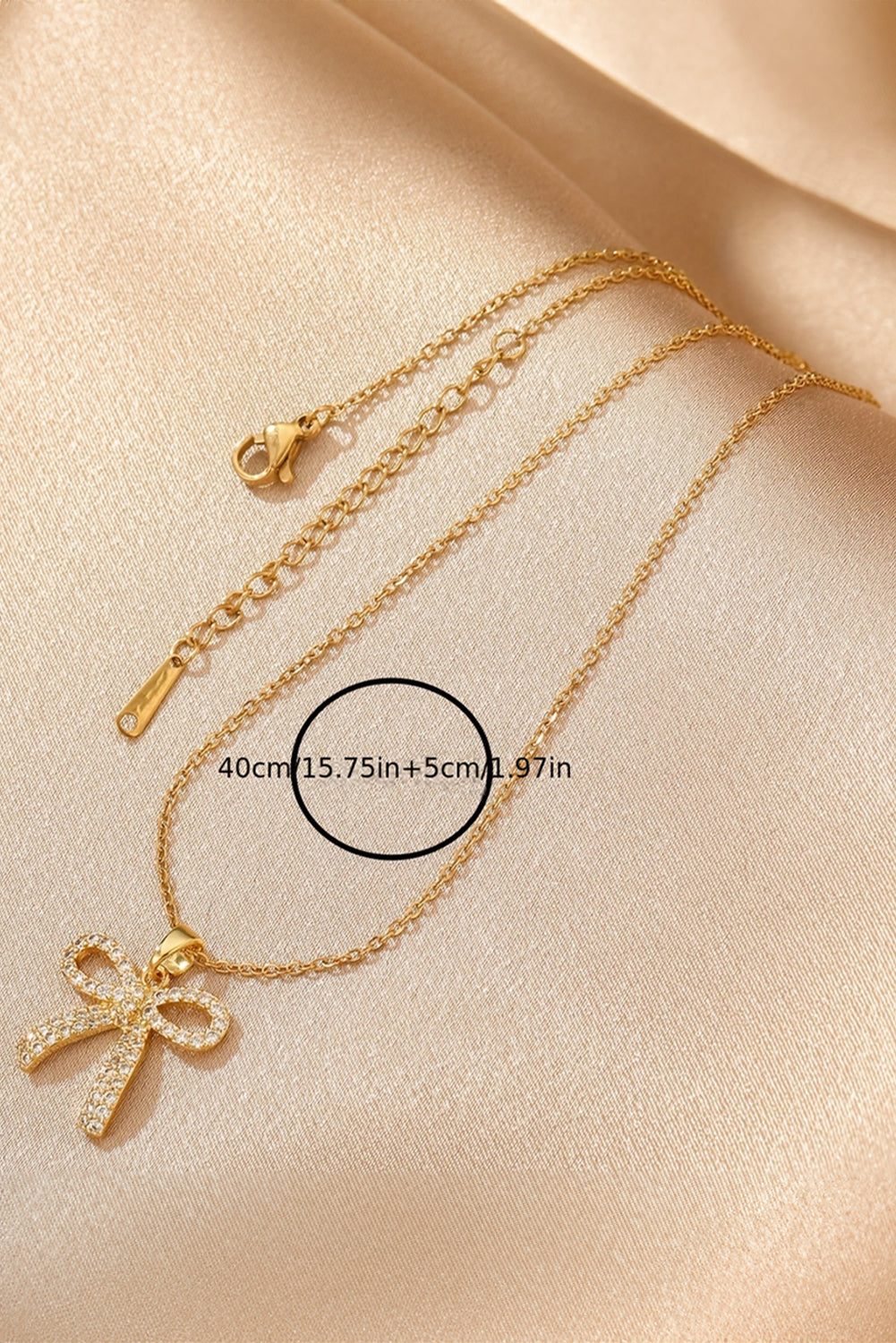 Gold Plated Rhinestone Bowknot Pendant Necklace - Snoopy's Closet