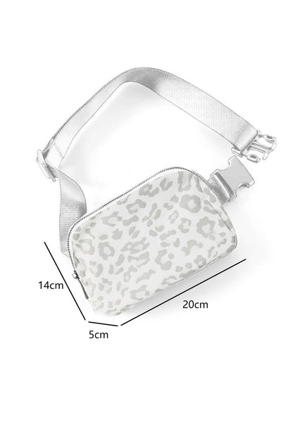 White Leopard Print Buckle Canvas Chest Bag 20*5*14cm - Snoopy's Closet