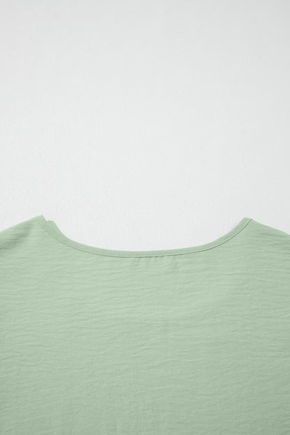 Clearly Aqua Plus Size Crew Neck Ruffle Sleeve Top