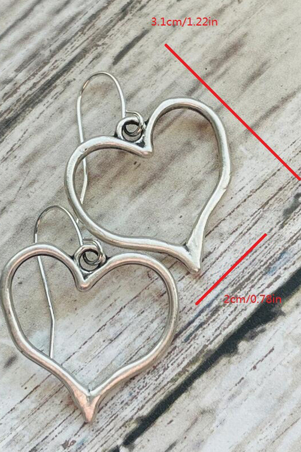 Silvery Heart Shape Hook Drop Earrings - Snoopy's Closet