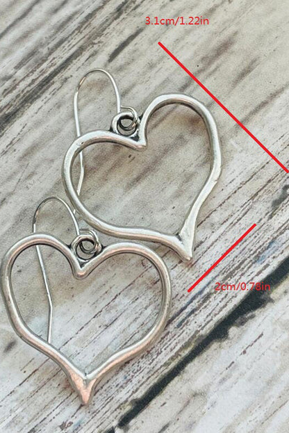 Silvery Heart Shape Hook Drop Earrings - Snoopy's Closet