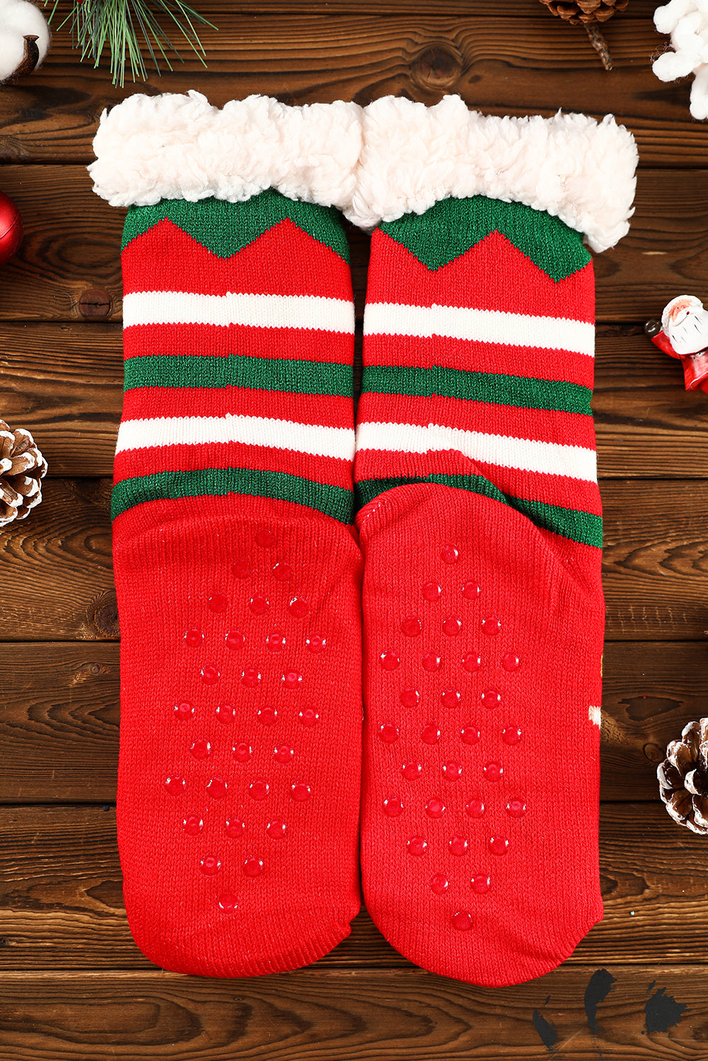 Fiery Red Christmas Cartoon Pattern Woolen Knit Socks - Snoopy's Closet