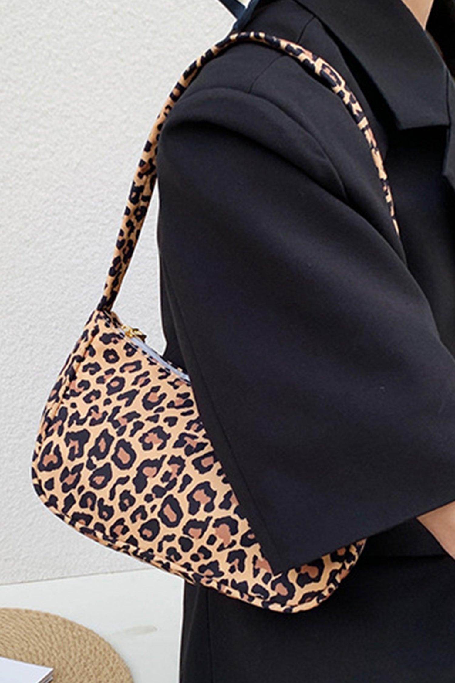 Coffee Leopard Printed Minimalist Shoulder Bag - Snoopy's Closet