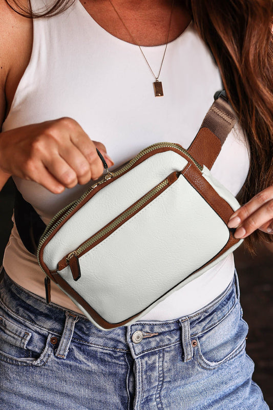 White Adjustable Strap Mini PU Leather Crossbody Bag - Snoopy's Closet