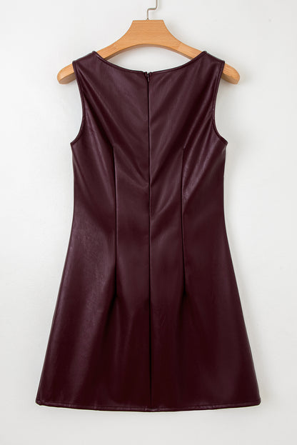 Wild Ginger Vegan Leather Sleeveless Mini Dress - Snoopy's Closet
