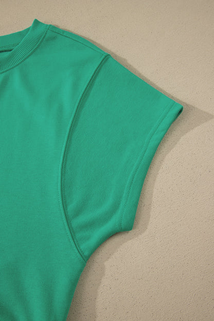 Conjunto de 2 piezas de camiseta holgada y pantalones cortos con cordón en verde mar liso