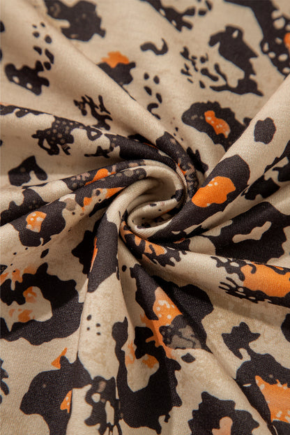 Brown Leopard Bleached Raglan Sleeve Pullover Sweatshirt - Snoopy's Closet