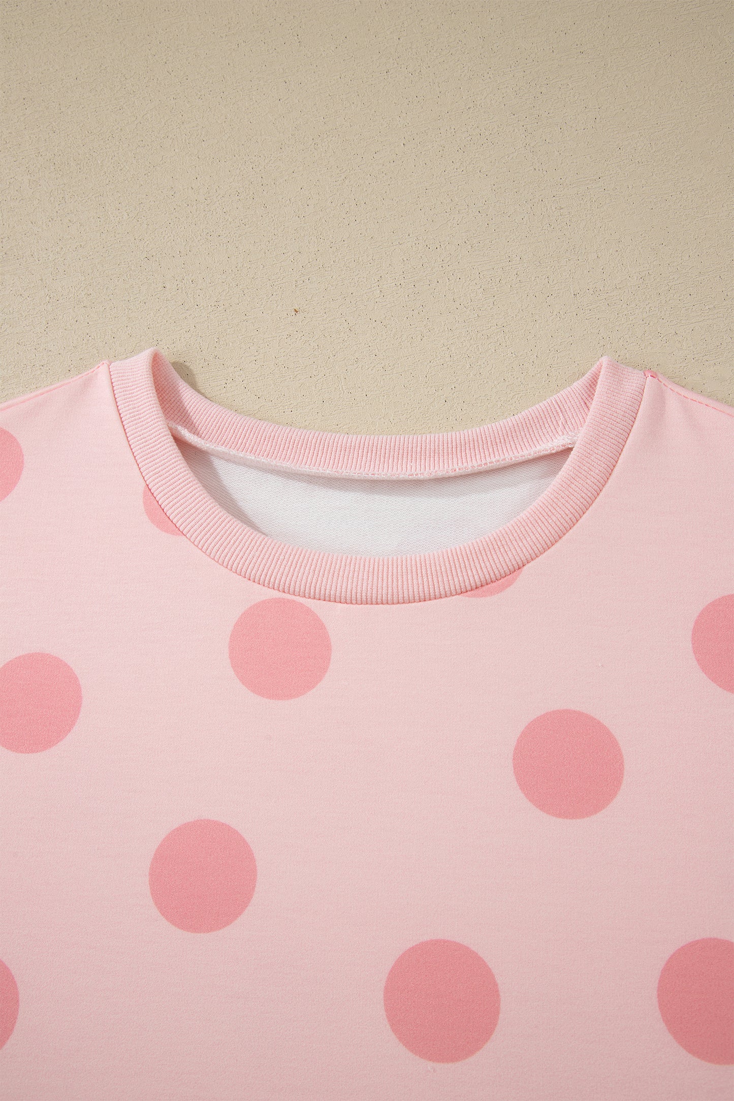 Pink Polka Dot Print Loose Tee Drawstring Elastic Waist Short Set - Snoopy's Closet
