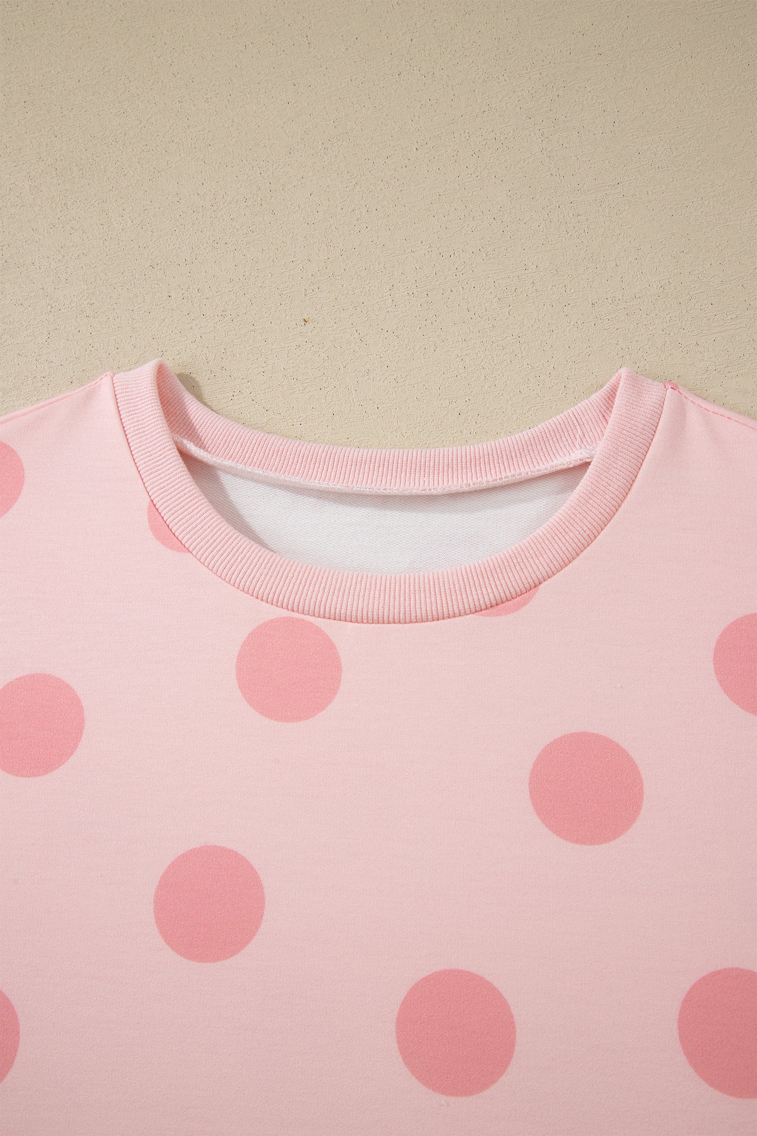 Pink Polka Dot Print Loose Tee Drawstring Elastic Waist Short Set - Snoopy's Closet
