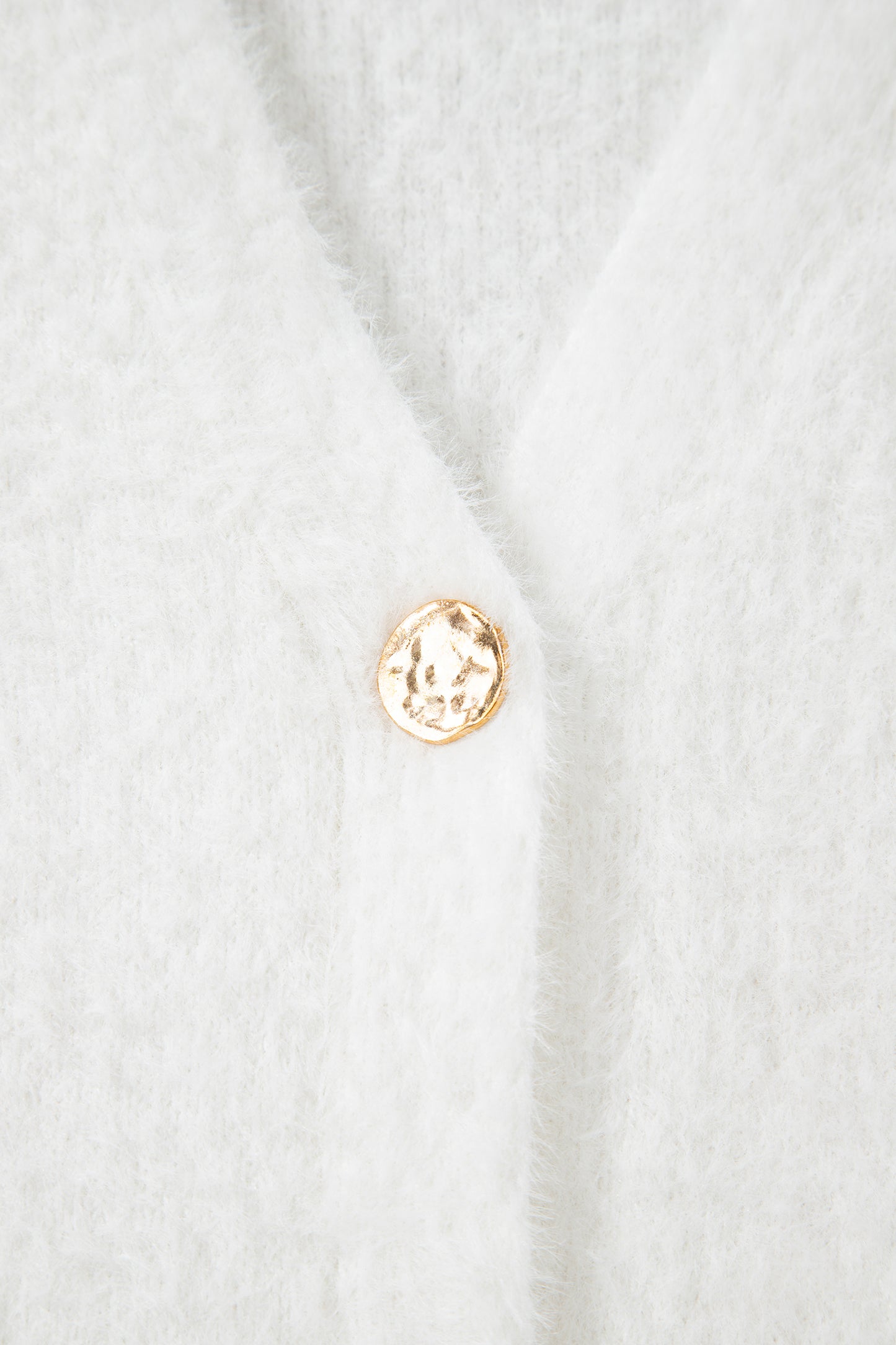White Fuzzy Buttoned Front Midi Solid Cardigan - Snoopy's Closet