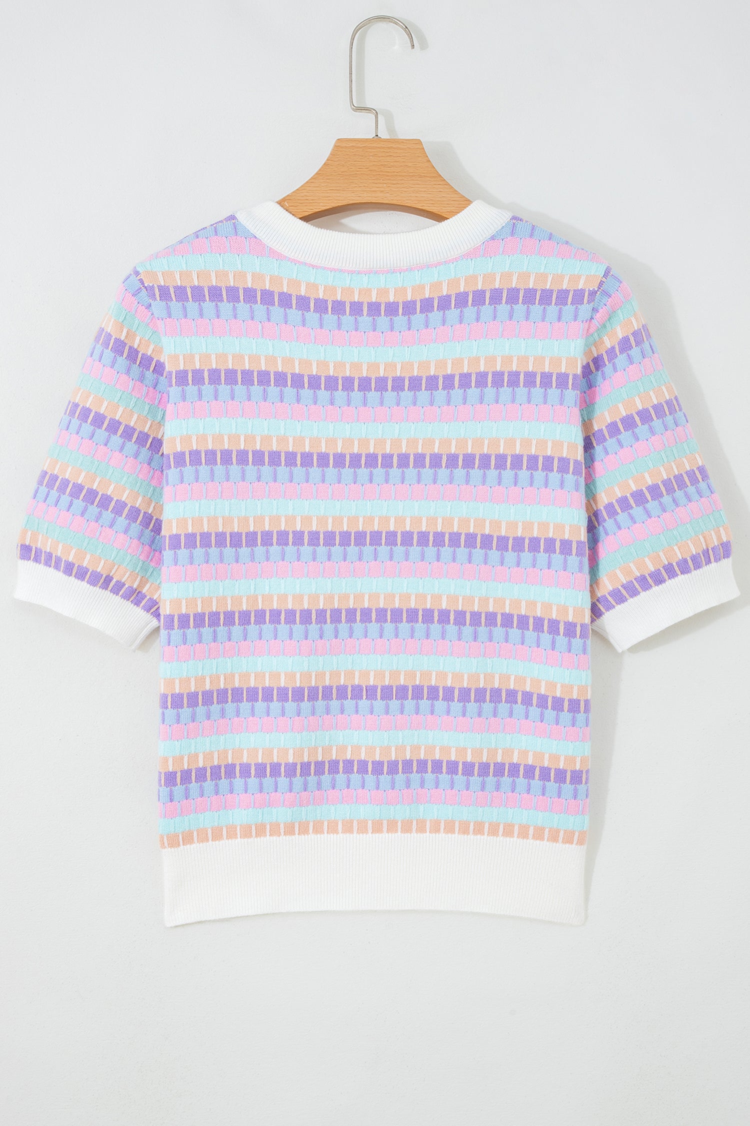 Orange Abstract Striped Knit Short Sleeve Sweater - Snoopy's Closet