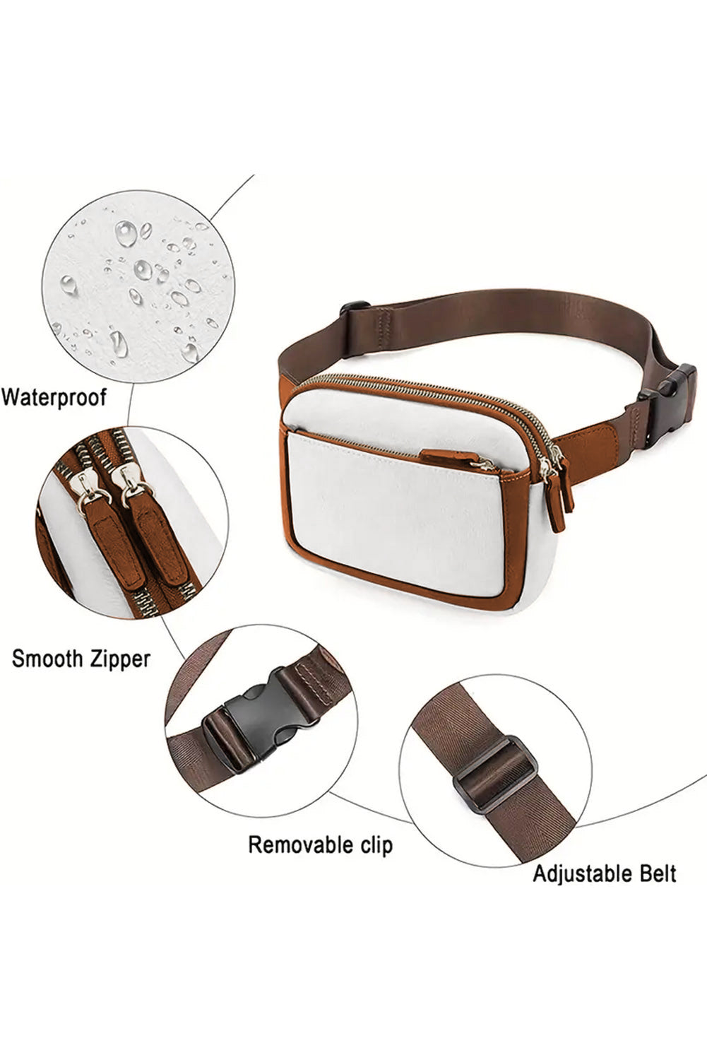 White Adjustable Strap Mini PU Leather Crossbody Bag - Snoopy's Closet