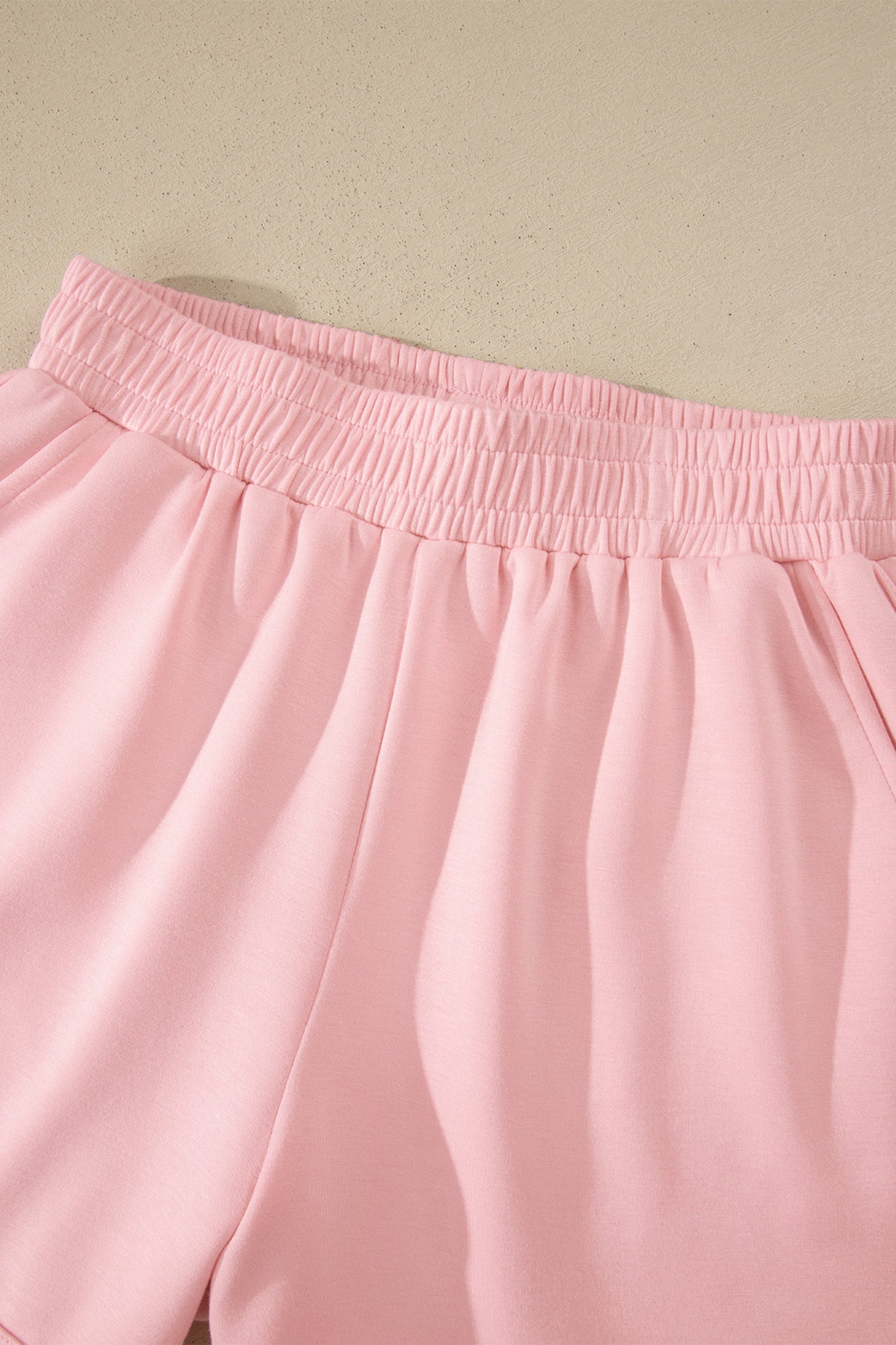 Moonlight Jade Solid Color Exposed Seam Mock Neck Oversize Tee Casual Shorts 2pcs Outfit - Snoopy's Closet