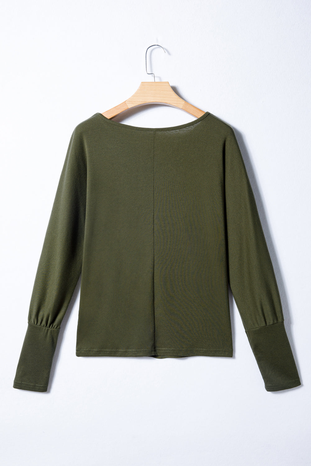 Four Leaf Clover Solid Color Extended Cuffs Long Sleeve Top - Snoopy's Closet