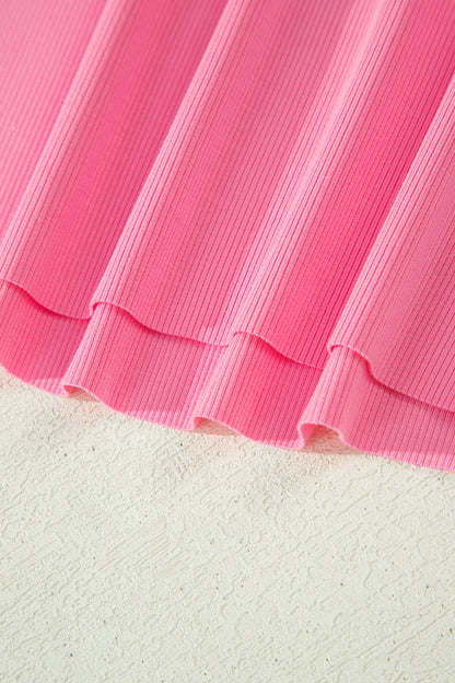 Conjunto de 2 piezas de top de tirantes finos rosa sachet y shorts elásticos de talle alto
