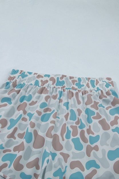 Pantalones cortos deportivos de camuflaje de talla grande con cintura elástica y multicolores