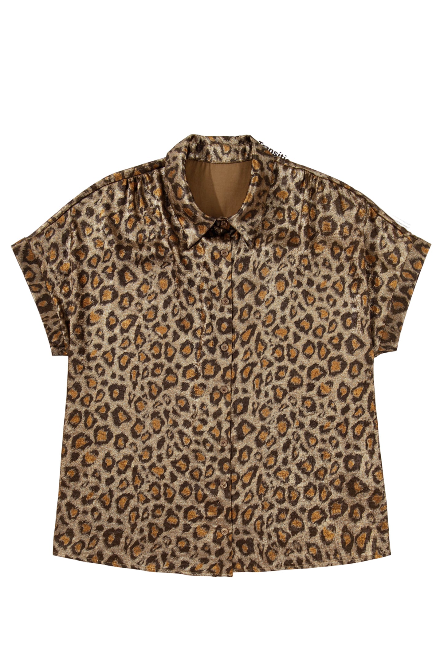 Gold Plus Size Leopard Print Short Sleeve Dolman Shirt - Snoopy's Closet