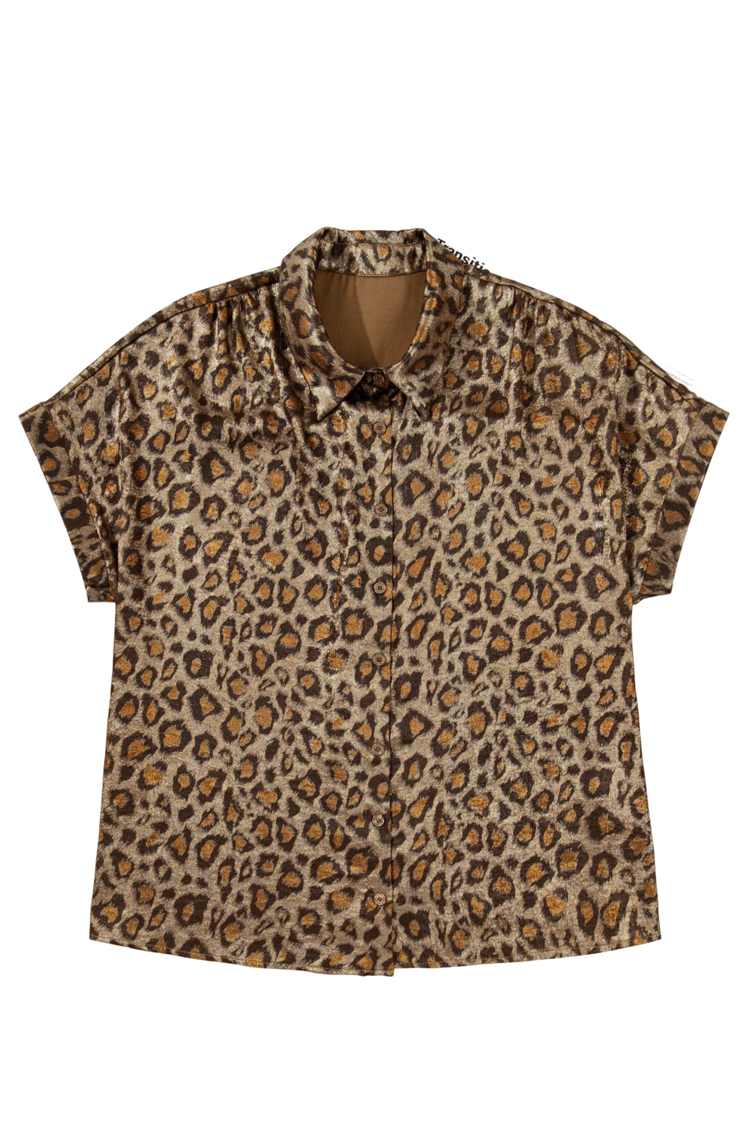 Gold Plus Size Leopard Print Short Sleeve Dolman Shirt - Snoopy's Closet