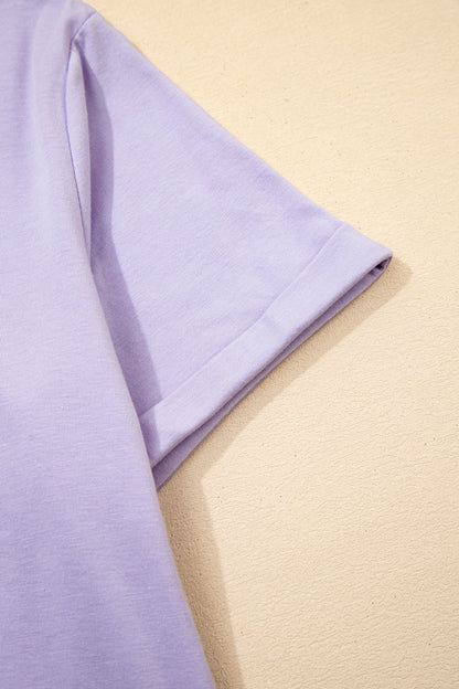 Orchid Petal Casual Plain Crew Neck Tee - Snoopy's Closet