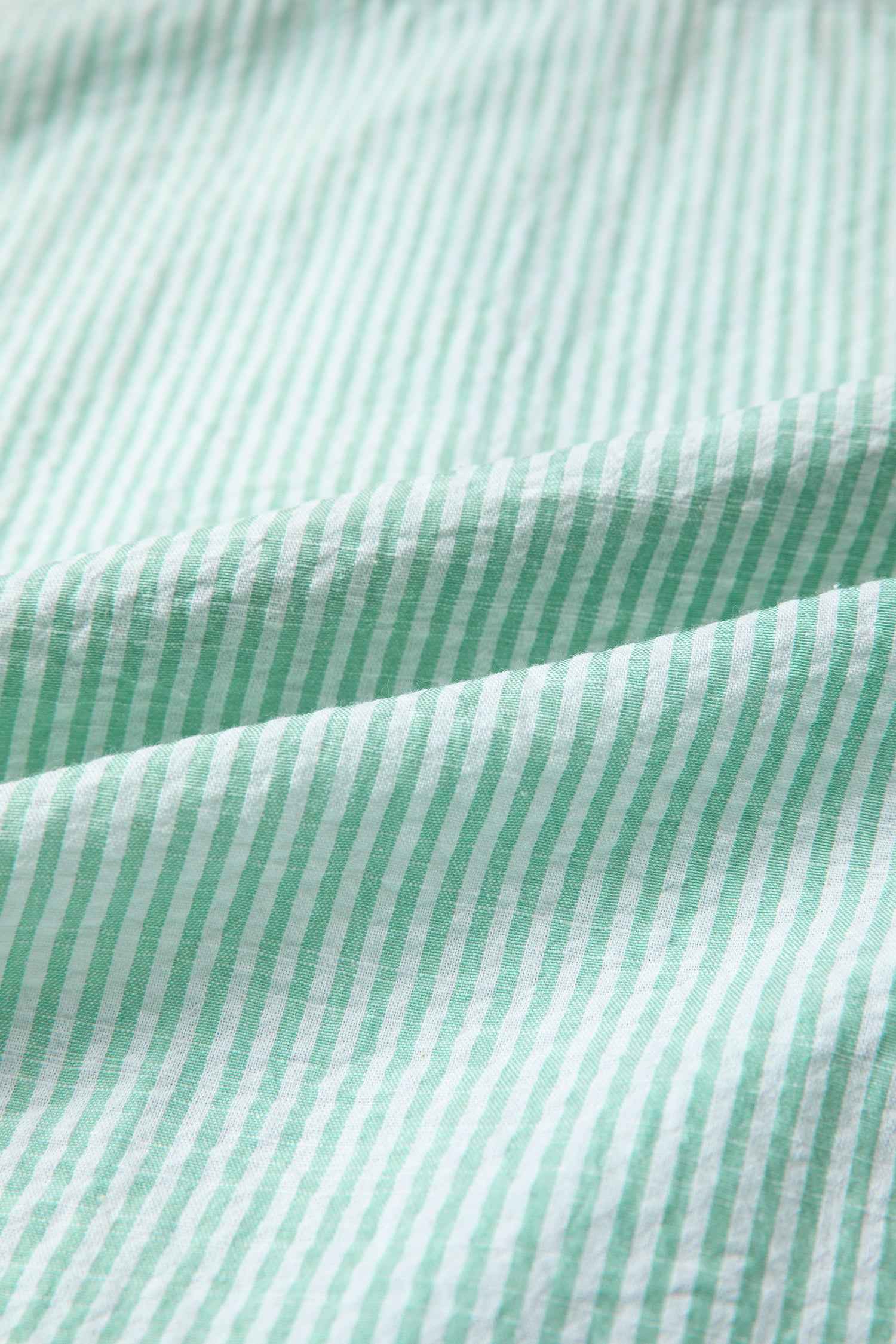 Green Stripe Leopard Contrast Collar Short Sleeve Shirt