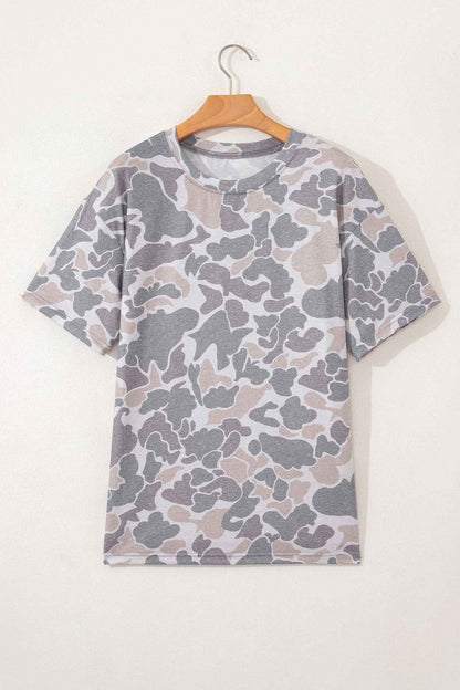 Multicolour Retro Camouflage Print Womens Casual T Shirt