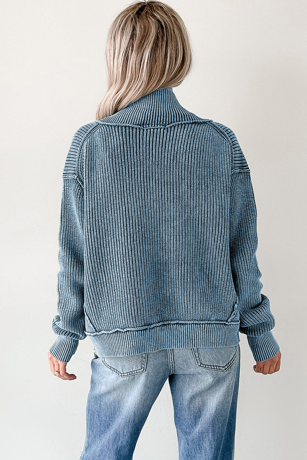 Evergreen Mineral Wash Exposed Seam Patchwork Knit Open Sweater Cardigan - Snoopy's Closet