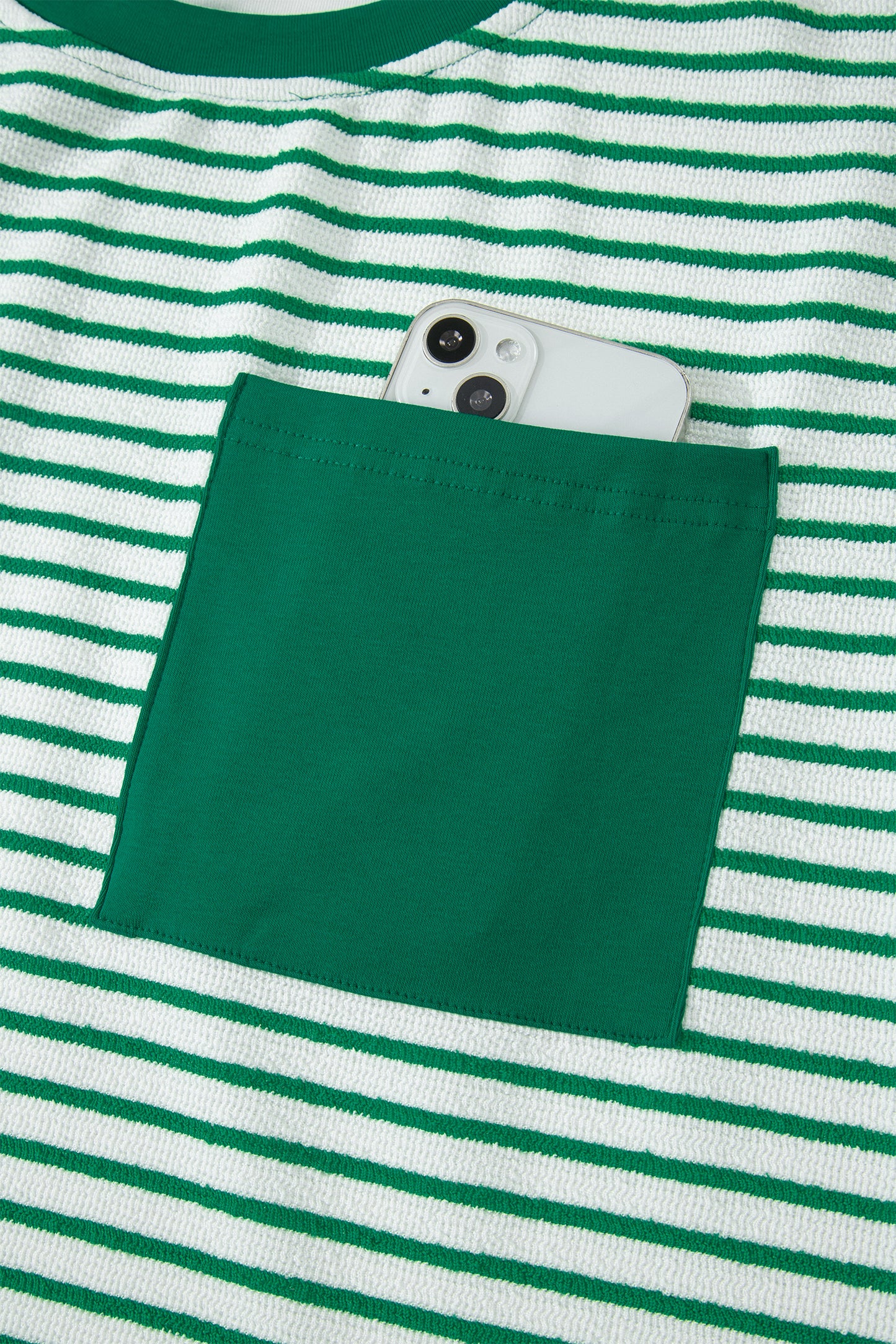 Sky Blue Stripe Crew Neck Tee Drawstring Waist Cropped Pants Set - Snoopy's Closet