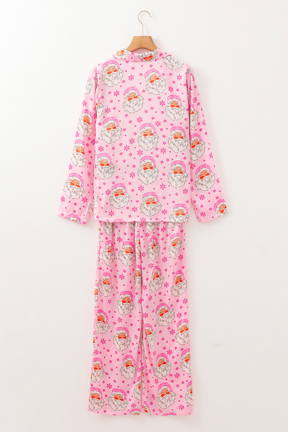 Pink Santa Claus Snowflake Long Sleeve Shirt Christmas Pajama Set - Snoopy's Closet