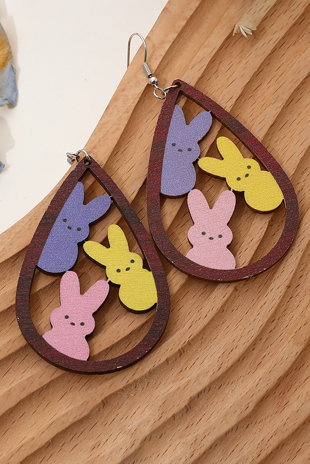 Brown Waterdrop Shape Easter Bunny Hook Earrings - Snoopy's Closet