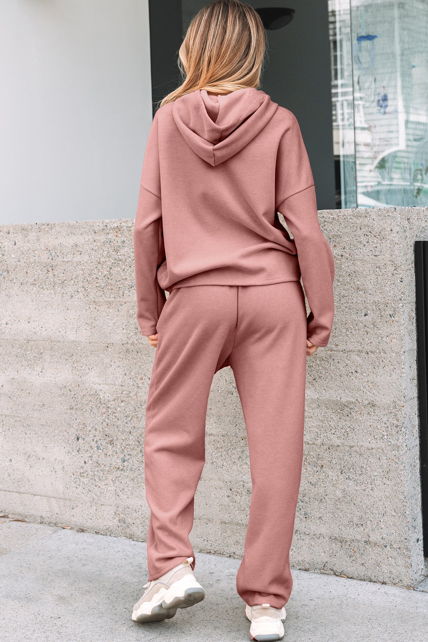 Parchment Leopard Drawstring Pullover Hoodie and High Waist Pants Corduroy Suit - Snoopy's Closet