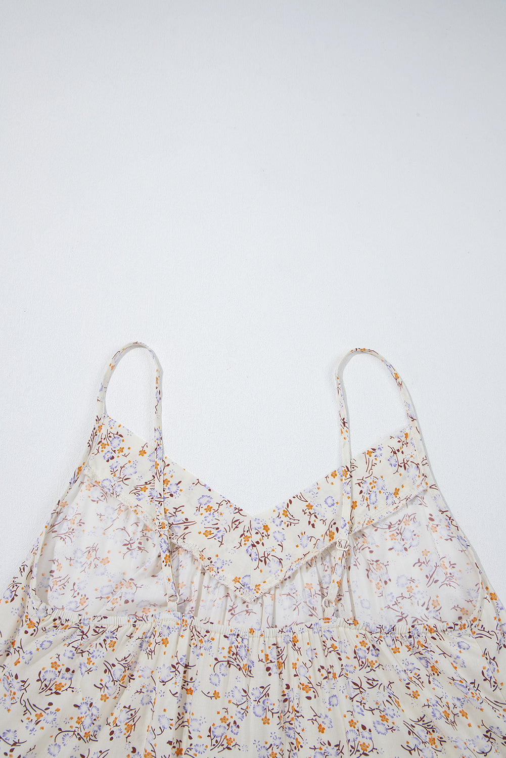 Apricot Boho Floral Spaghetti Straps Tank Top