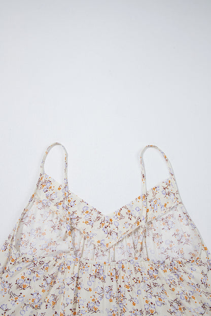 Apricot Boho Floral Spaghetti Straps Tank Top - Snoopy's Closet