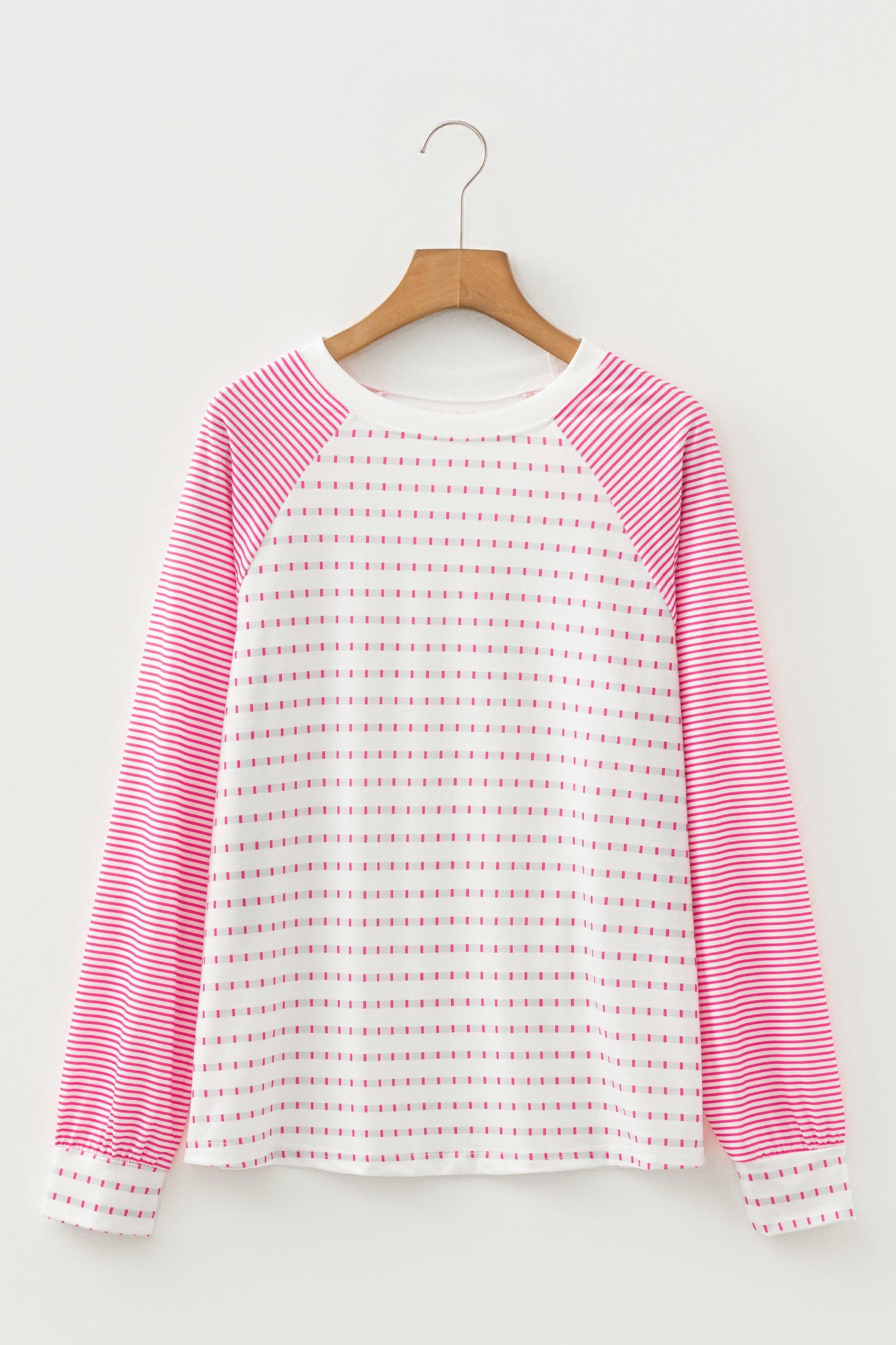 Rose Stripe Raglan Patchwork Long Sleeve Tee - Snoopy's Closet