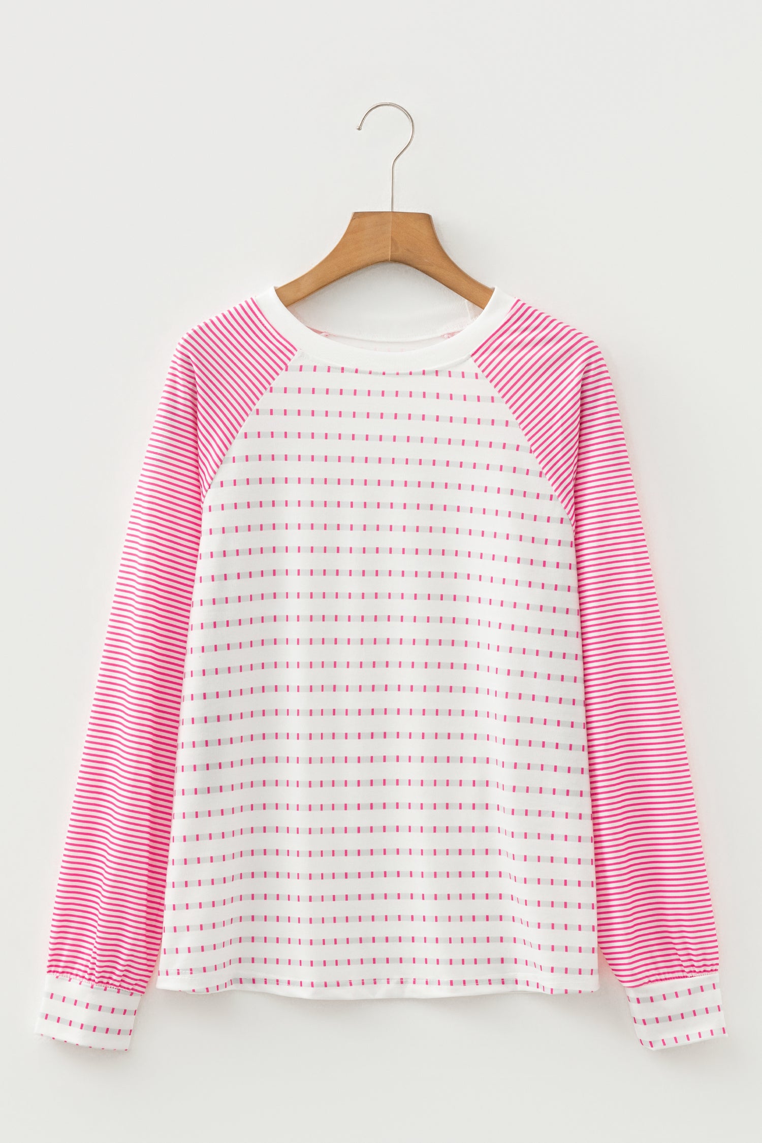 Rose Stripe Raglan Patchwork Long Sleeve Tee - Snoopy's Closet