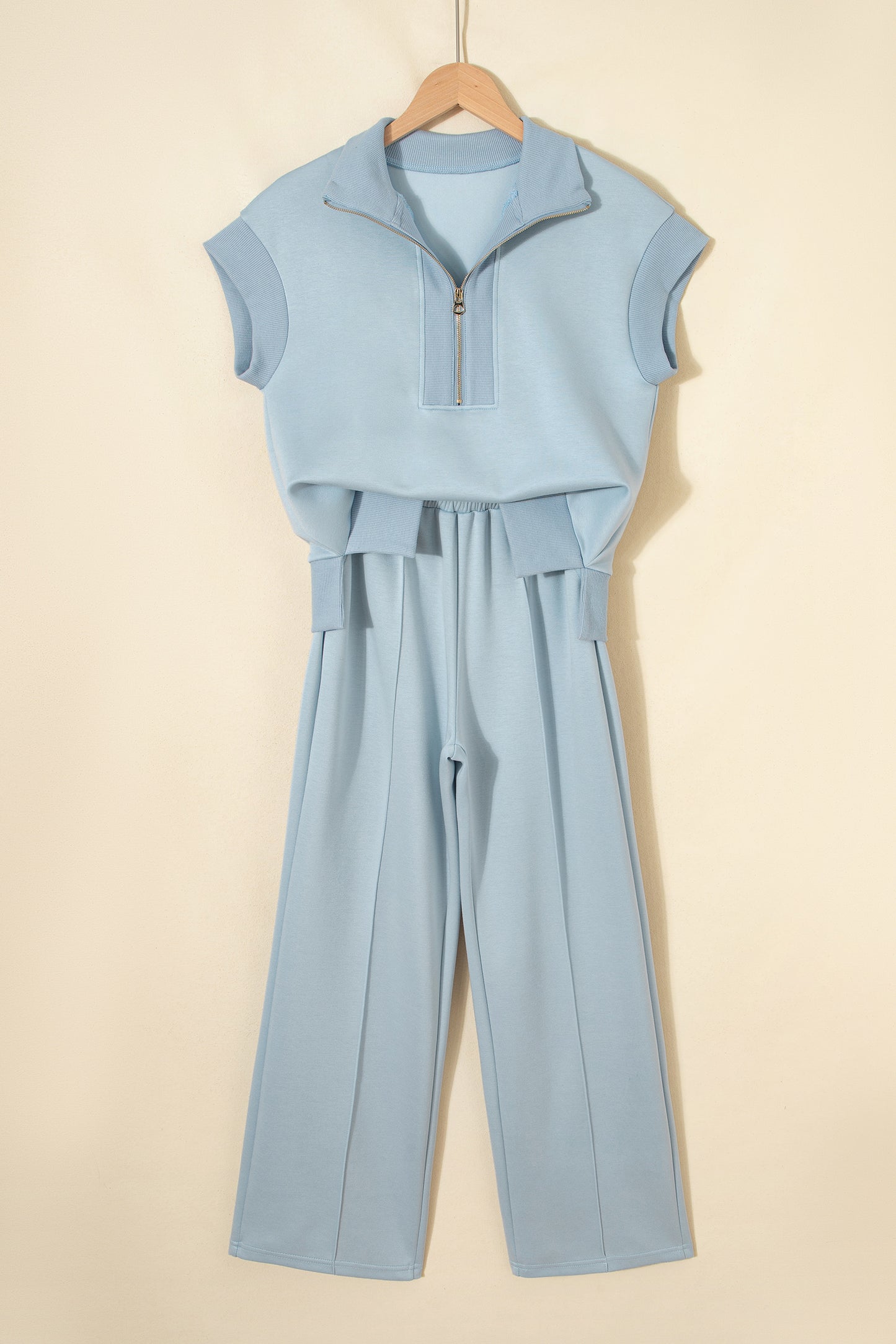 Beau Blue Half Zip Polo Tee Casual Pant Set - Snoopy's Closet